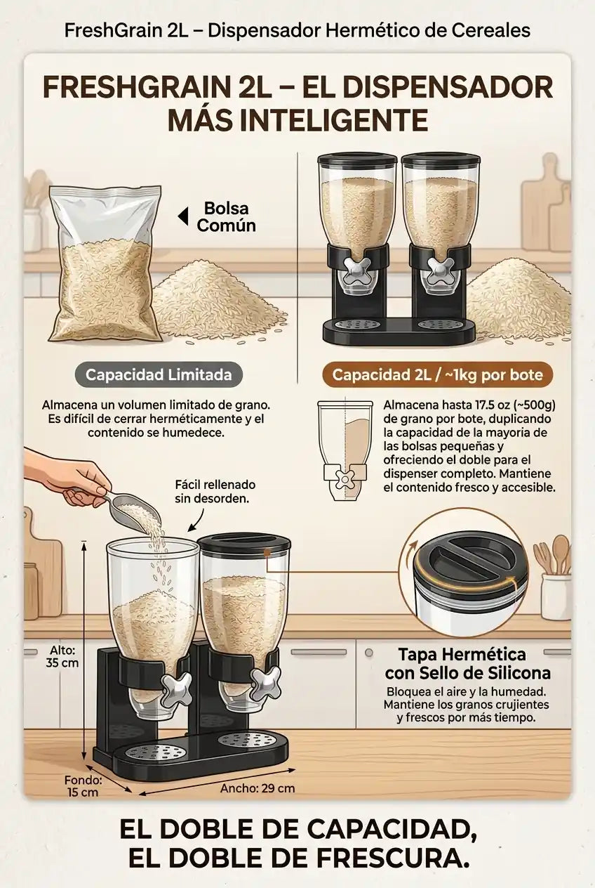 FreshGrain 2L – Dispensador Hermético de Cereales - imagen 4