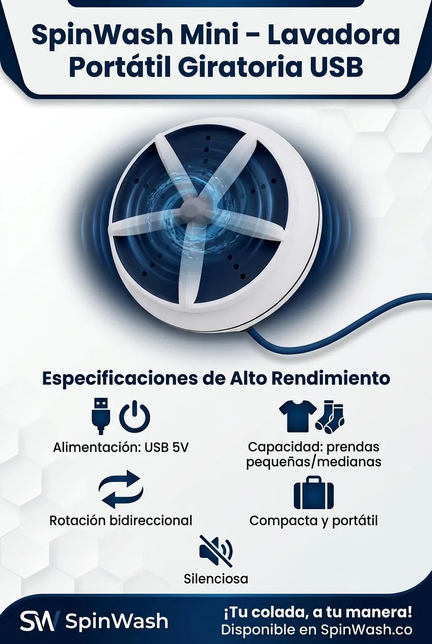 SpinWash Mini – Lavadora Portátil Giratoria USB - imagen 6