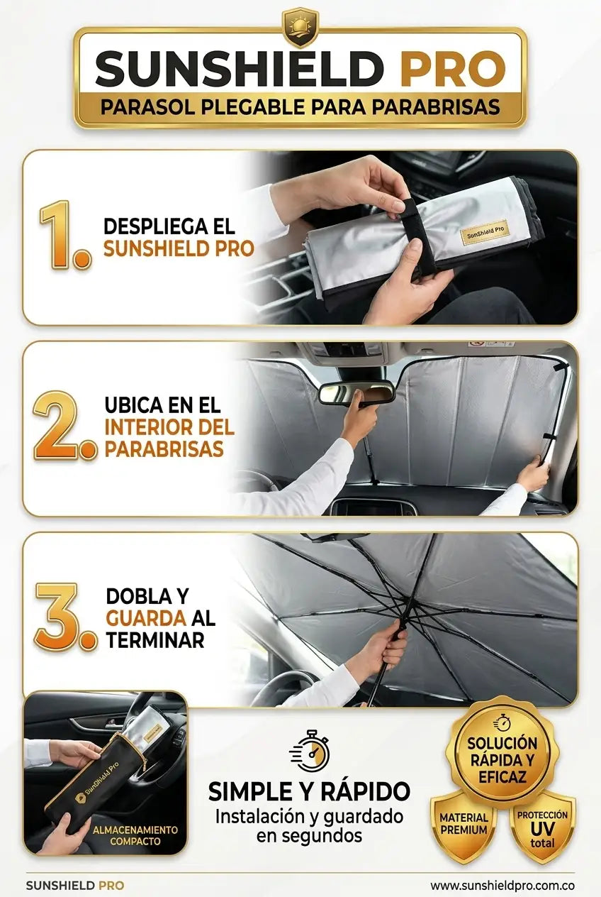 SunShield Pro – Parasol Plegable para Parabrisas - imagen 5