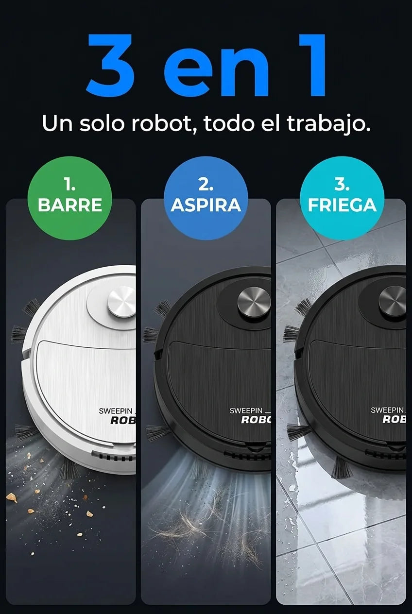 3 en 1: barre, aspira y friega