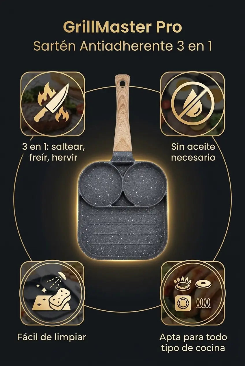 GrillMaster Pro – Sartén Antiadherente 3 en 1 - imagen 3